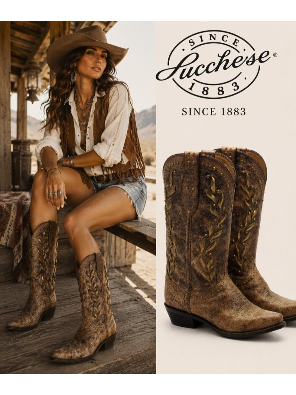 Lucchese Since 1883 Women’s 8.5 B Studded Leather Western Cowboy Boots M4621
